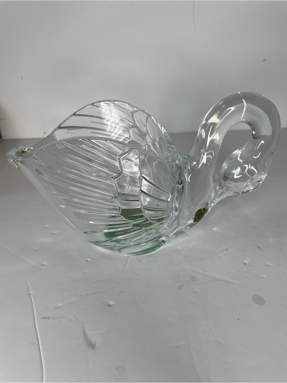 Vintage Crystal d’Arques Crystal Swan Planter Candy Dish 10” x 6” Clear